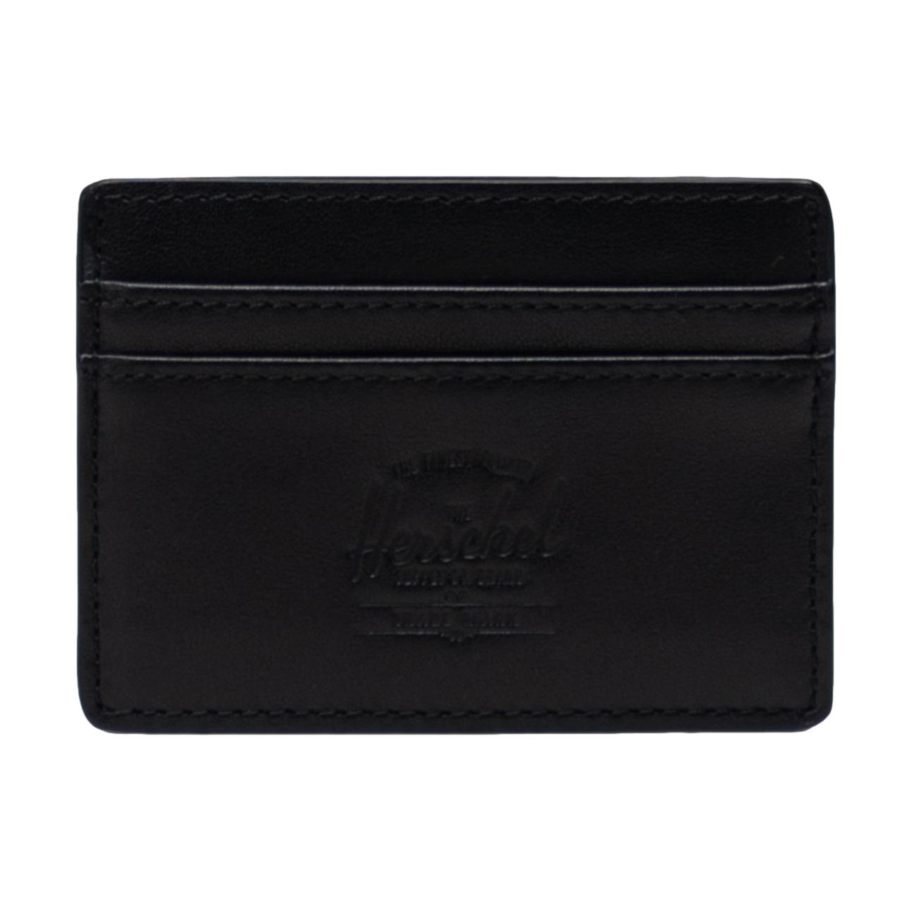 Herschel Charlie Cardholder Leather Black - Venue Skateboards