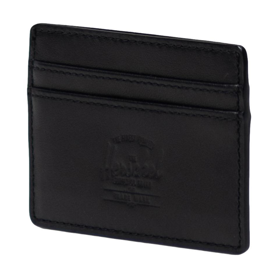 Herschel Charlie Cardholder Leather Black - Venue Skateboards