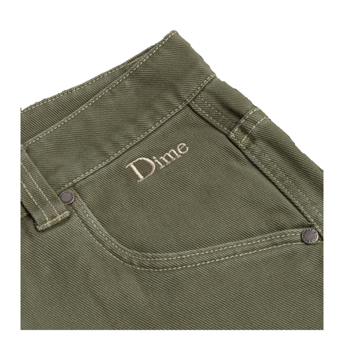 Dime Relaxed Denim Pants Green Washed - Venue Skateboards