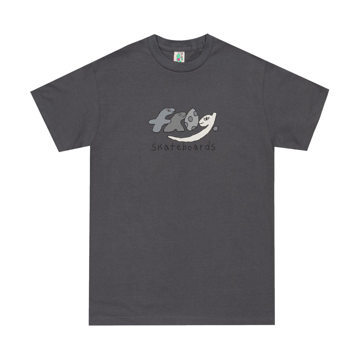 Frog Dino Logo T-Shirt Charcoal - Venue Skateboards