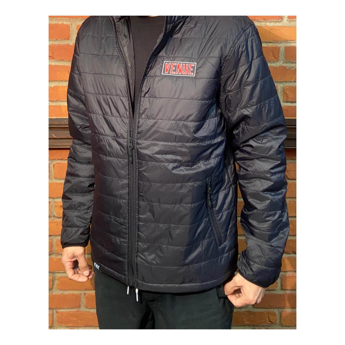 Venue Embroidered Puffy Jacket Black
