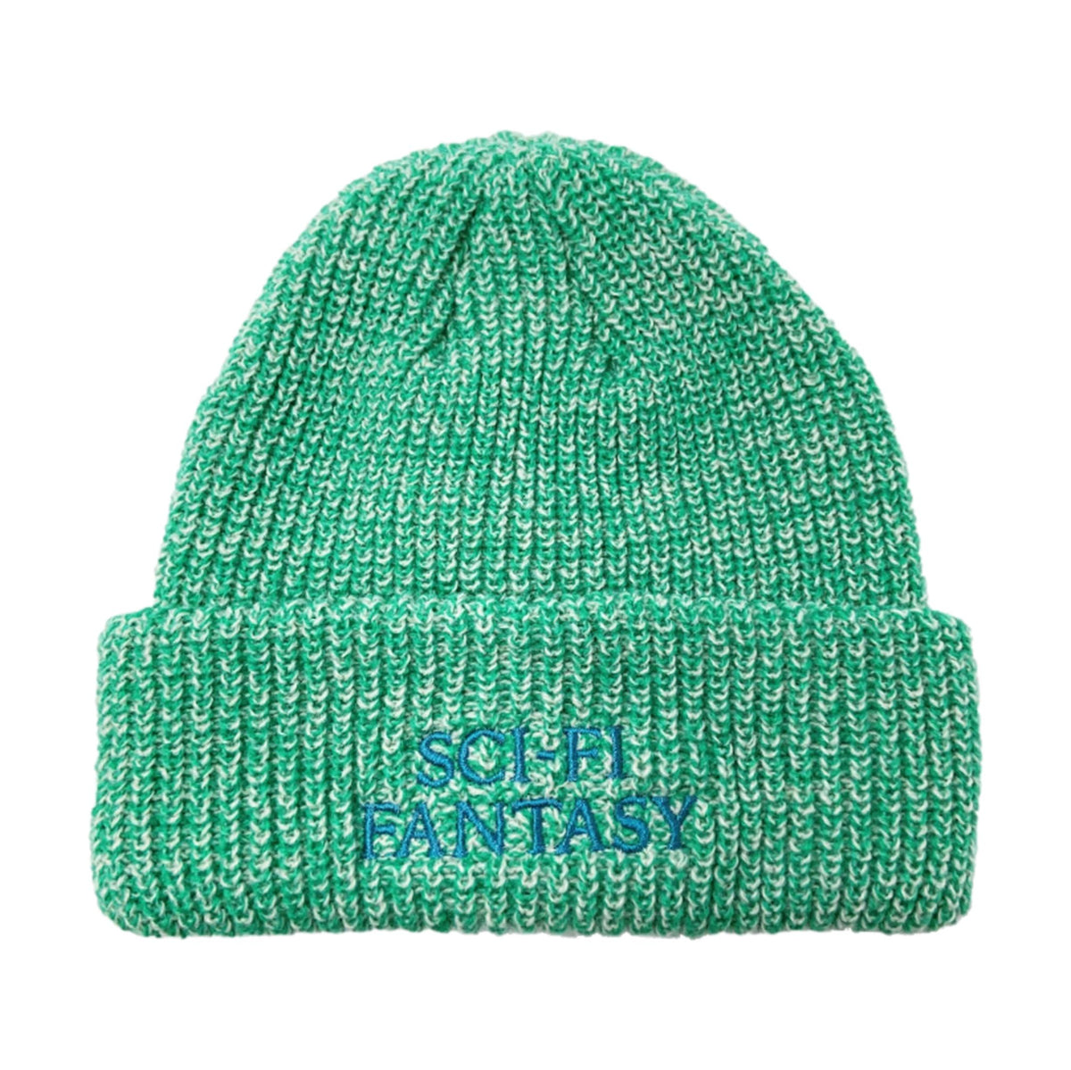 Sci-Fi Fantasy Mixed Yarn Logo Beanie Green/Cream - Venue Skateboards