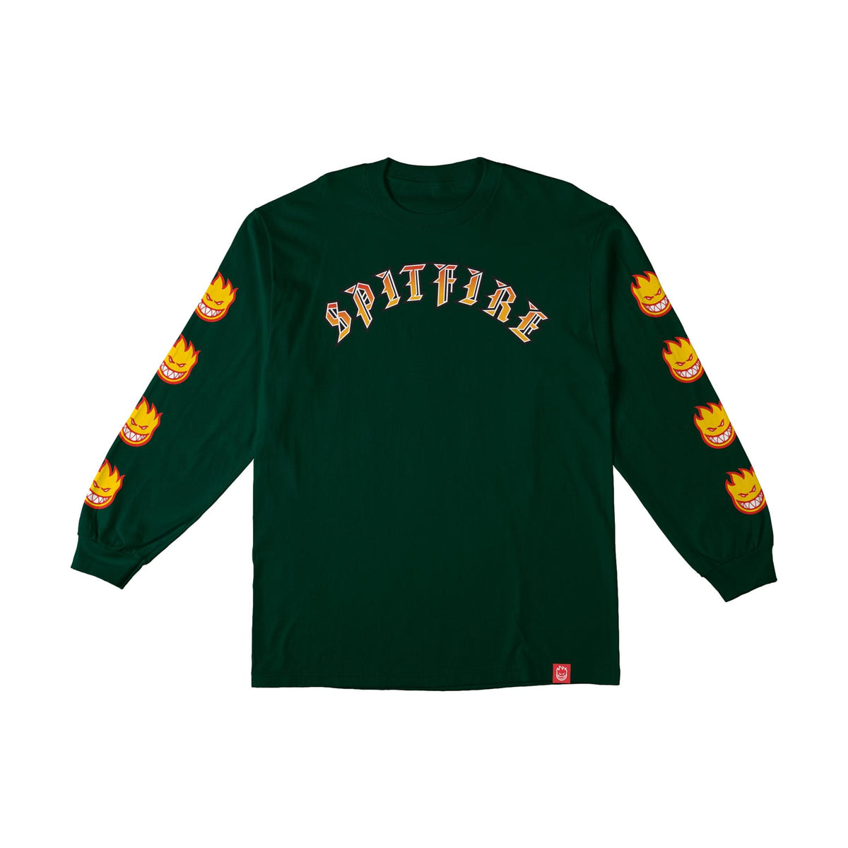 Spitfire Old E Bighead Fill Sleeve L/S T-shirt Forest Green/Gold - Venue Skateboards