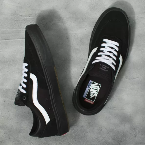 Vans all black white sales stripe