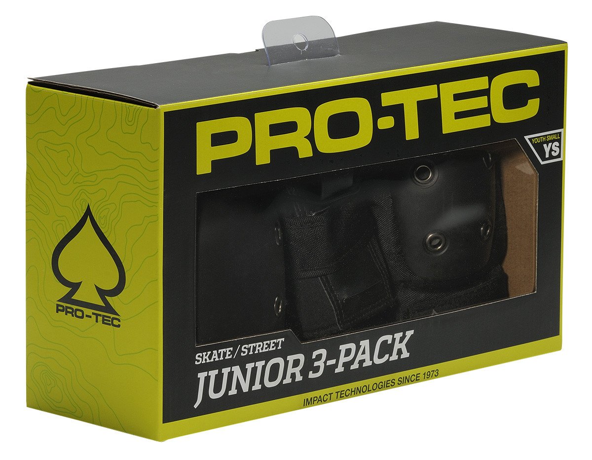 Protec Junior 3 Pack Pad Set - Black - Venue Skateboards